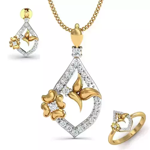 Women ring earrings pendant 3dm stl render detail 3D print model