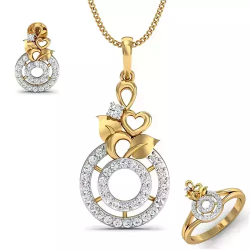 Women ring earrings pendant 3dm stl render detail 3D print model