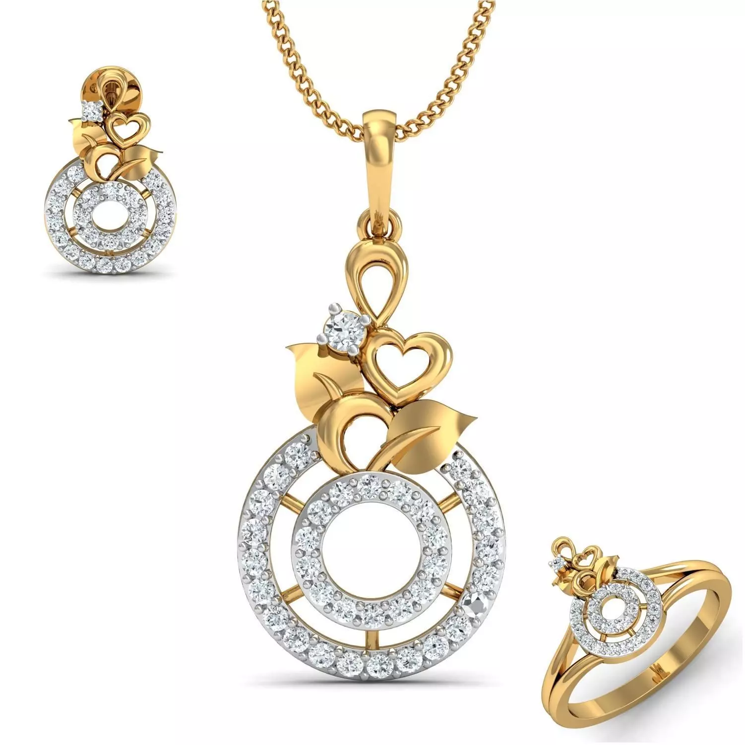 Women ring earrings pendant 3dm stl render detail 3D print model 3D print model_0