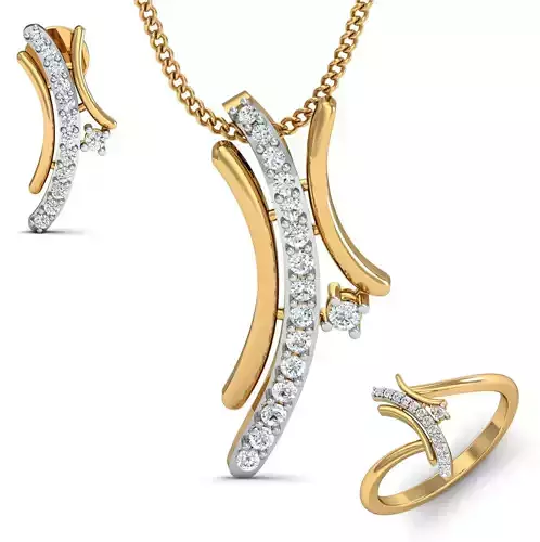 Women ring earrings pendant 3dm stl render detail 3D print model