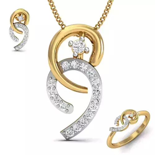 Women ring earrings pendant 3dm stl render detail 3D print model