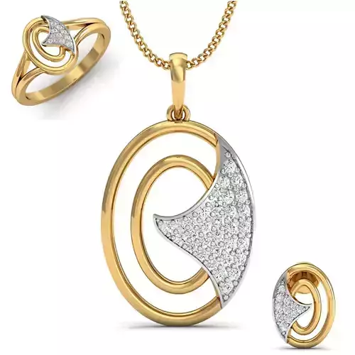 Women ring earrings pendant 3dm stl render detail 3D print model