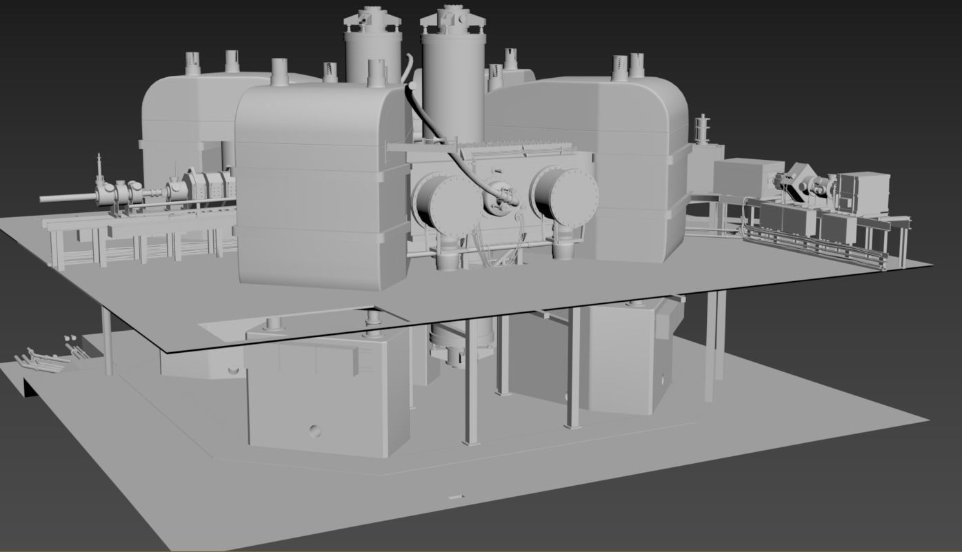 Particle Accelerator separated sector cyclotron  Low-poly 3D model_3
