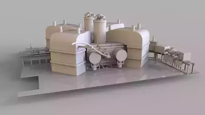 Particle Accelerator separated sector cyclotron  Low-poly 3D model