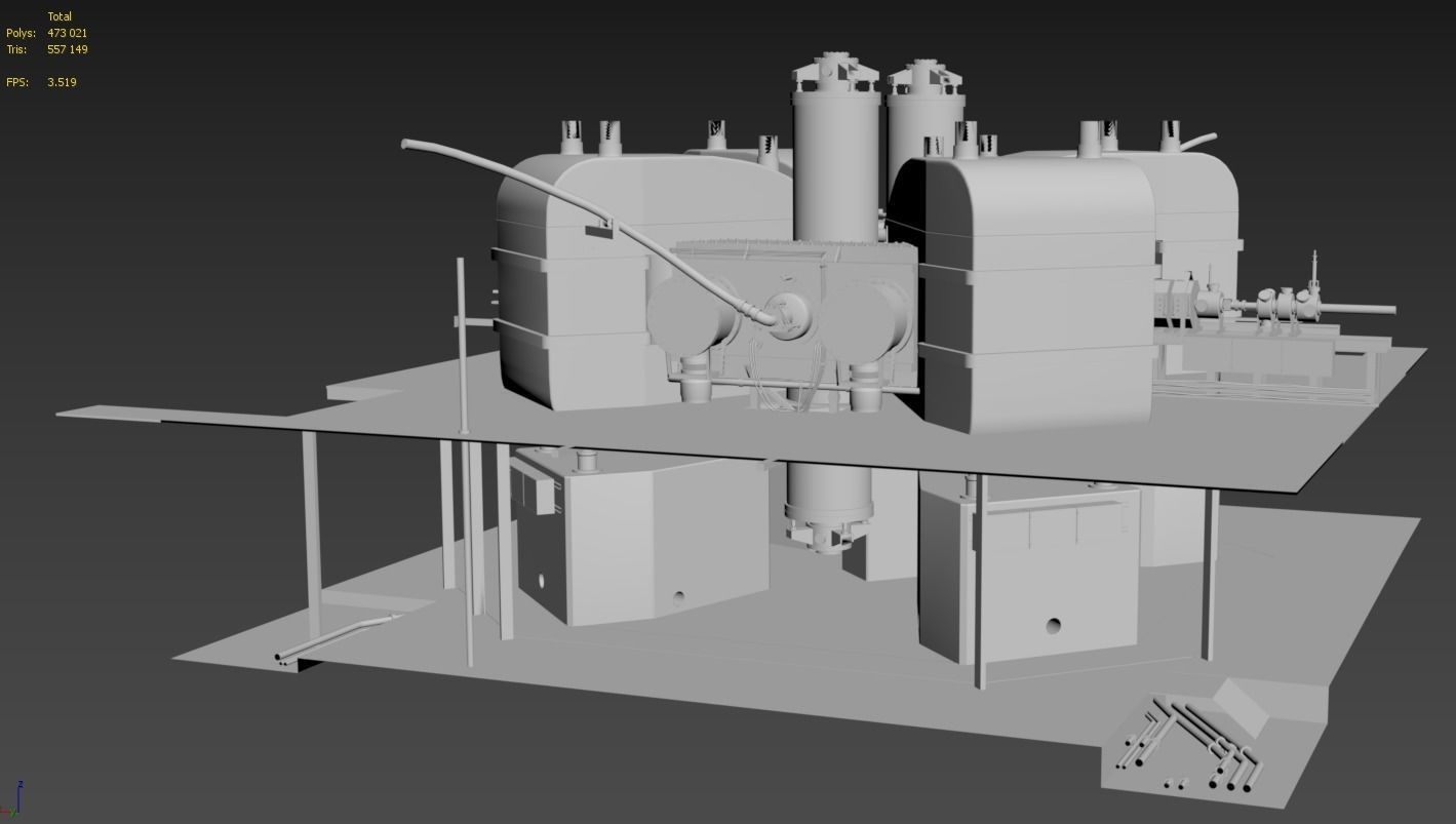Particle Accelerator separated sector cyclotron  Low-poly 3D model_1