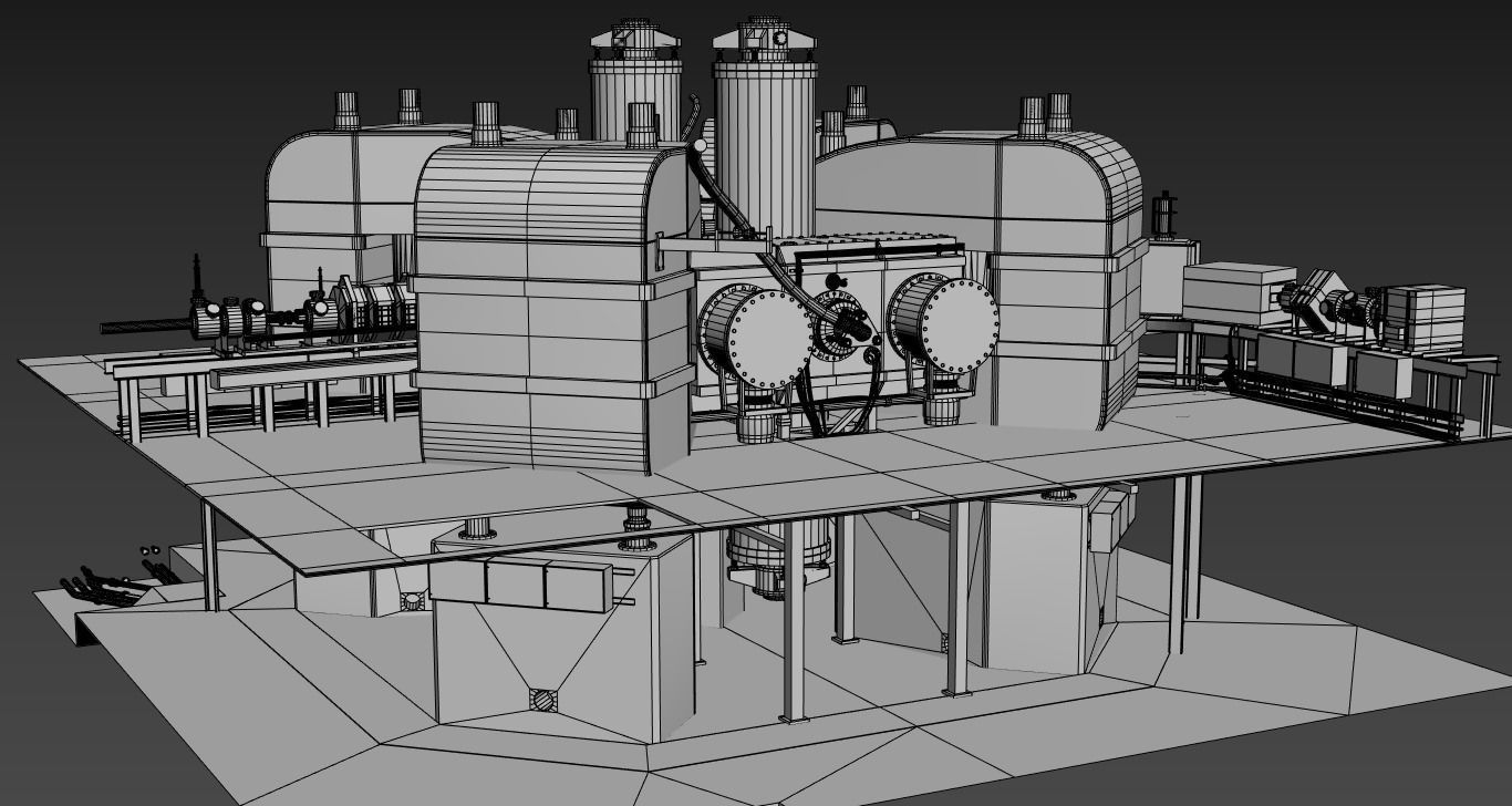 Particle Accelerator separated sector cyclotron  Low-poly 3D model_4