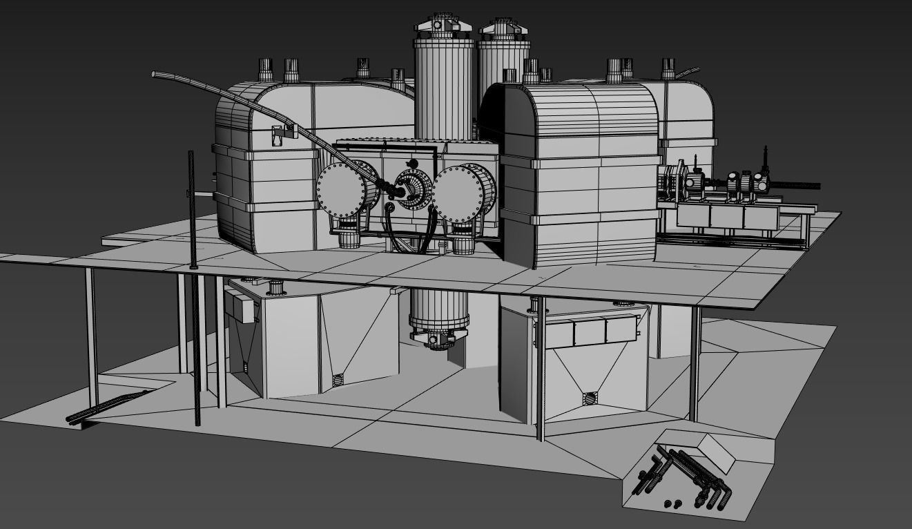 Particle Accelerator separated sector cyclotron  Low-poly 3D model_2