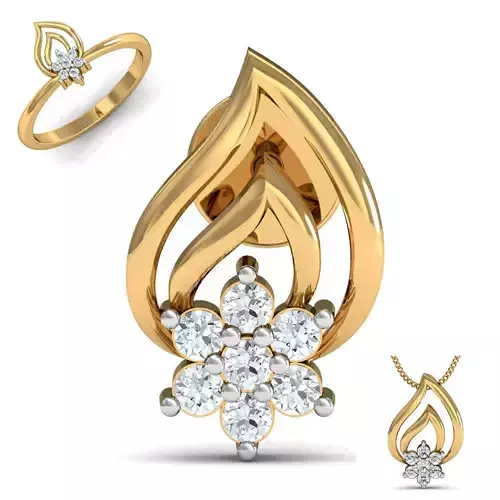 Women ring earrings pendant 3dm stl render detail 3D print model 3D print model