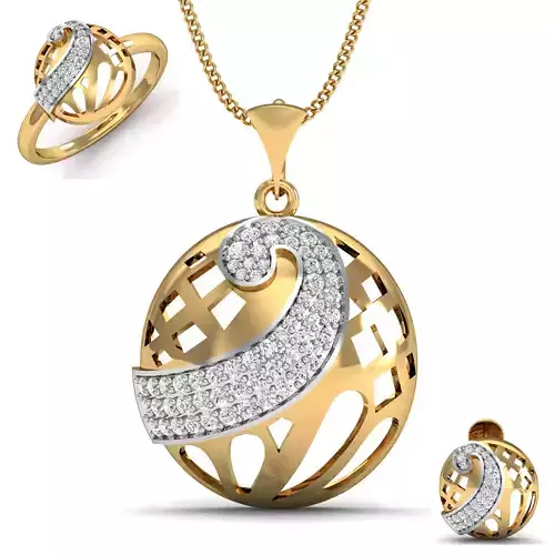 Women ring earrings pendant 3dm stl render detail 3D print model 3D print model