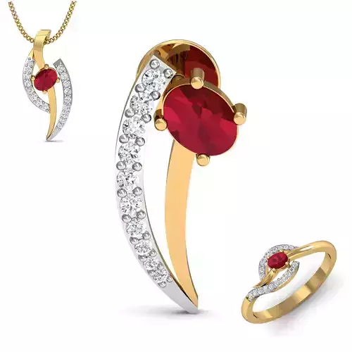 Women ring earrings pendant 3dm render detail 3D print model 3D print model