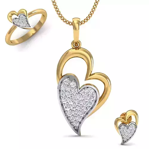 Women ring earrings pendant 3dm stl render detail 3D print model 3D print model