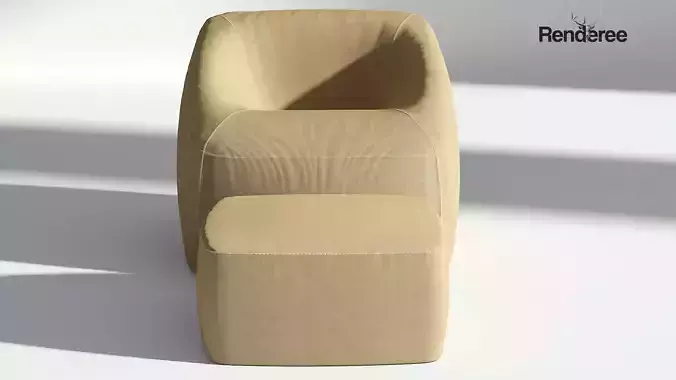 Fabric Armchair with Ottoman