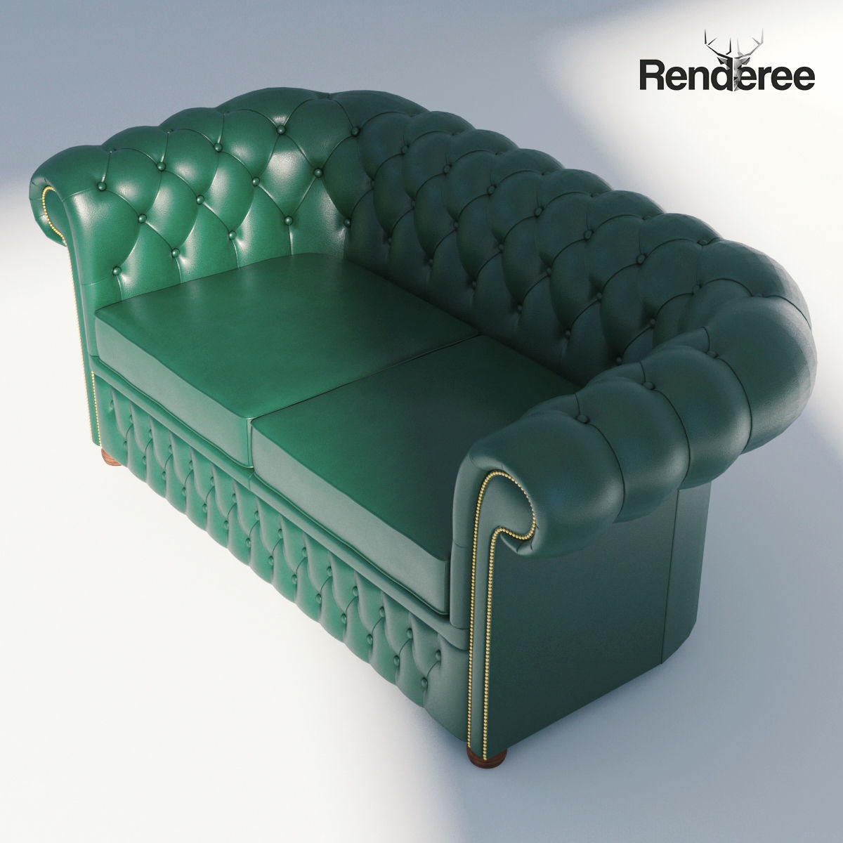Chesterfiled Sofa Set Green 3D model_10
