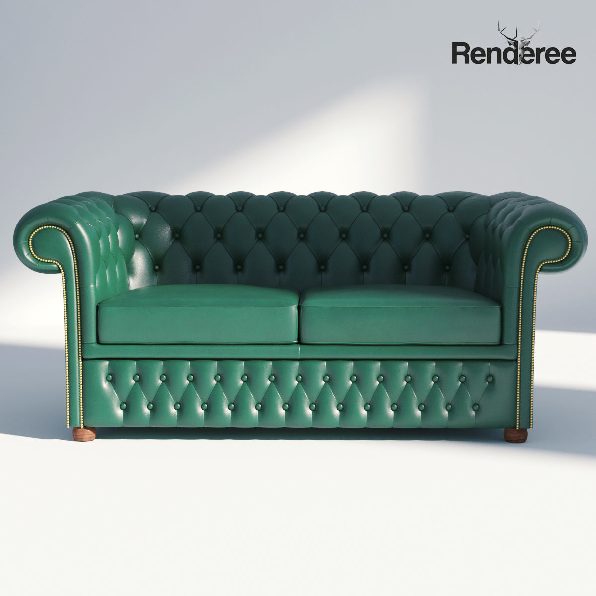 Chesterfiled Sofa Set Green 3D model_9