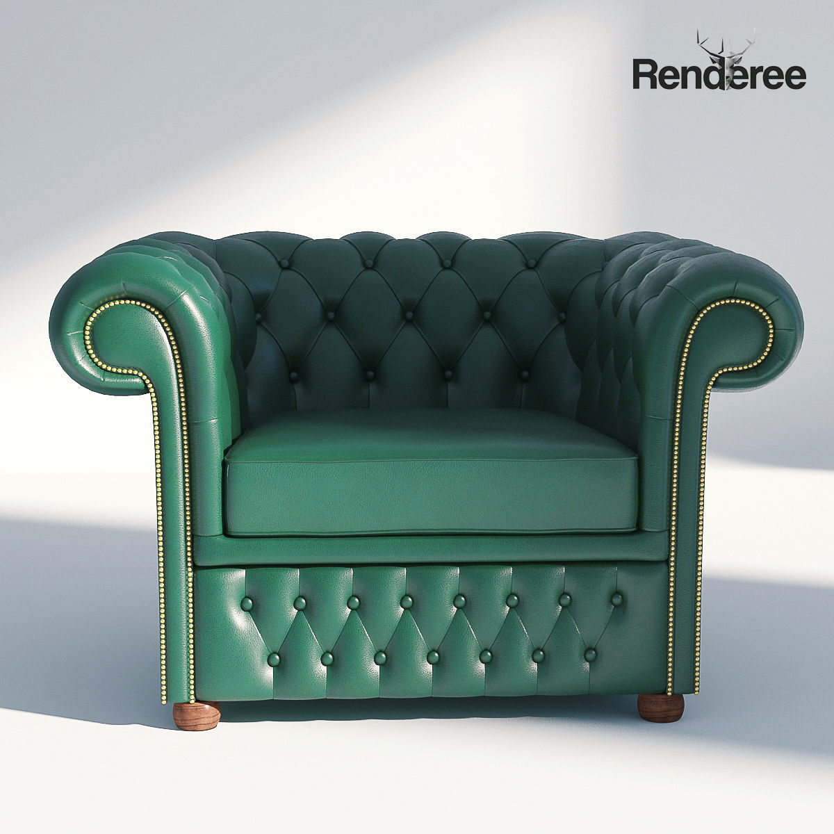 Chesterfiled Sofa Set Green 3D model_17