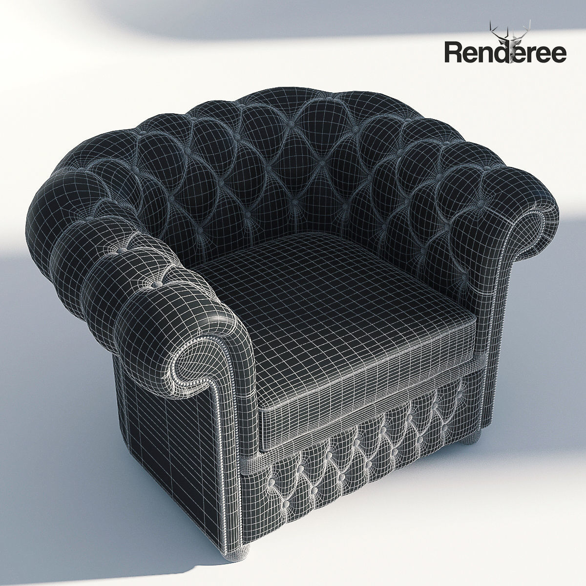 Chesterfiled Sofa Set Green 3D model_25