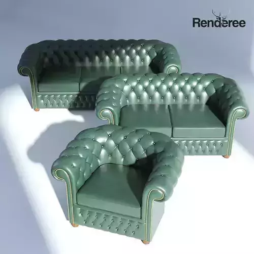 Chesterfiled Sofa Set Green