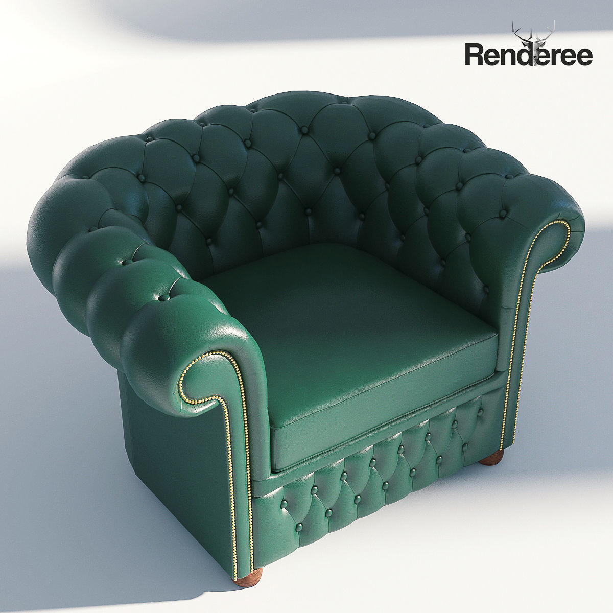 Chesterfiled Sofa Set Green 3D model_18