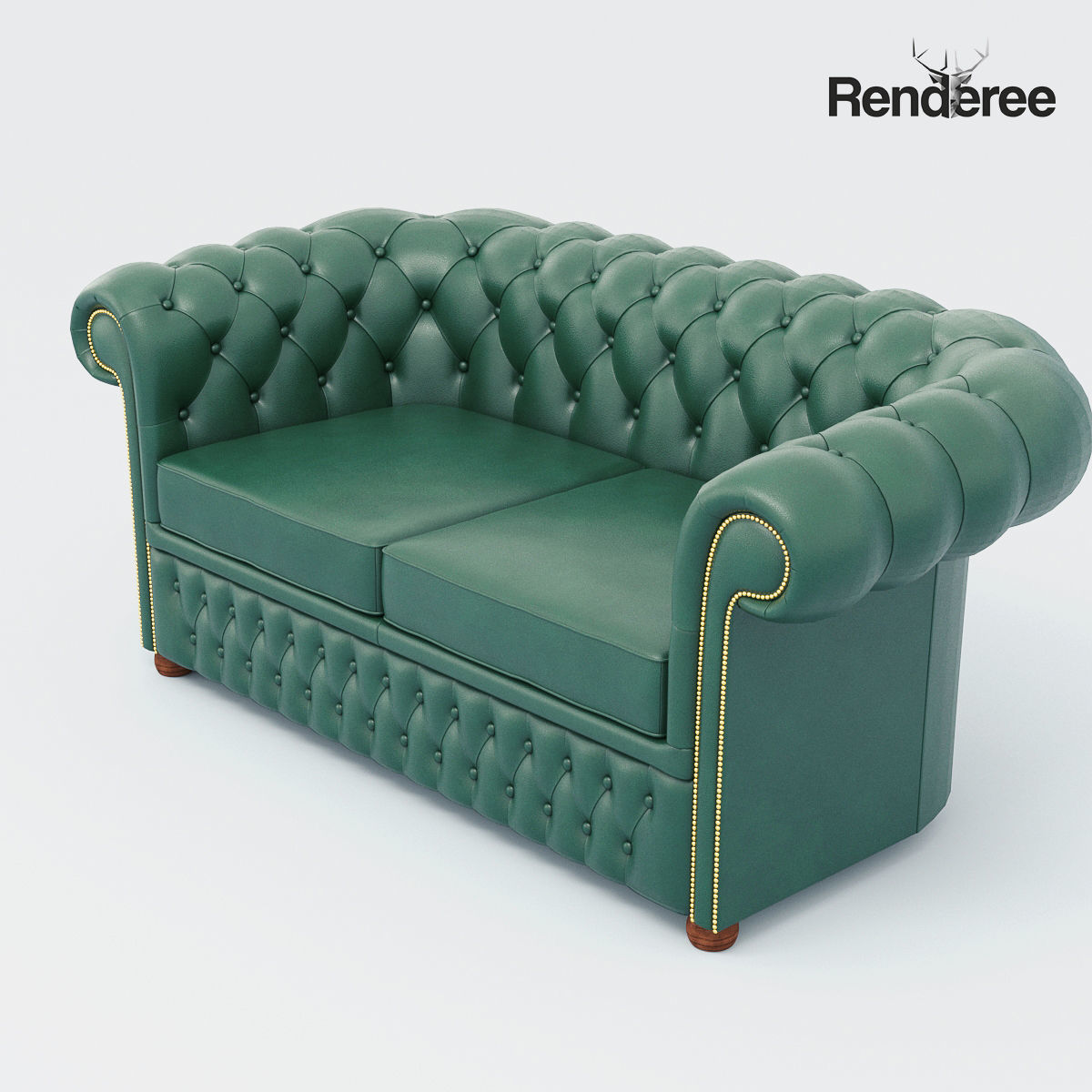 Chesterfiled Sofa Set Green 3D model_8