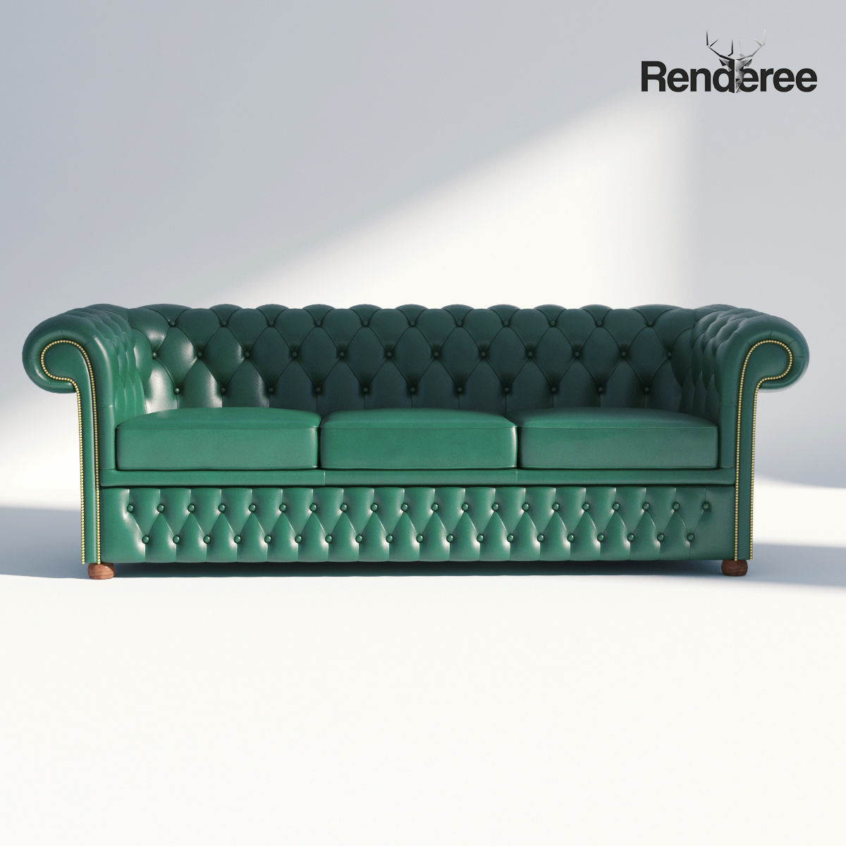 Chesterfiled Sofa Set Green 3D model_3
