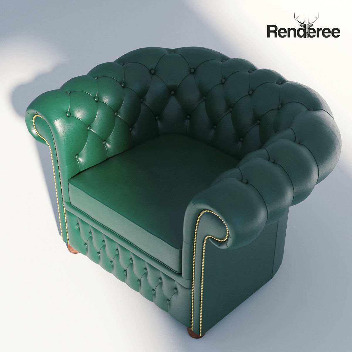 Chesterfiled Sofa Set Green 3D model_16