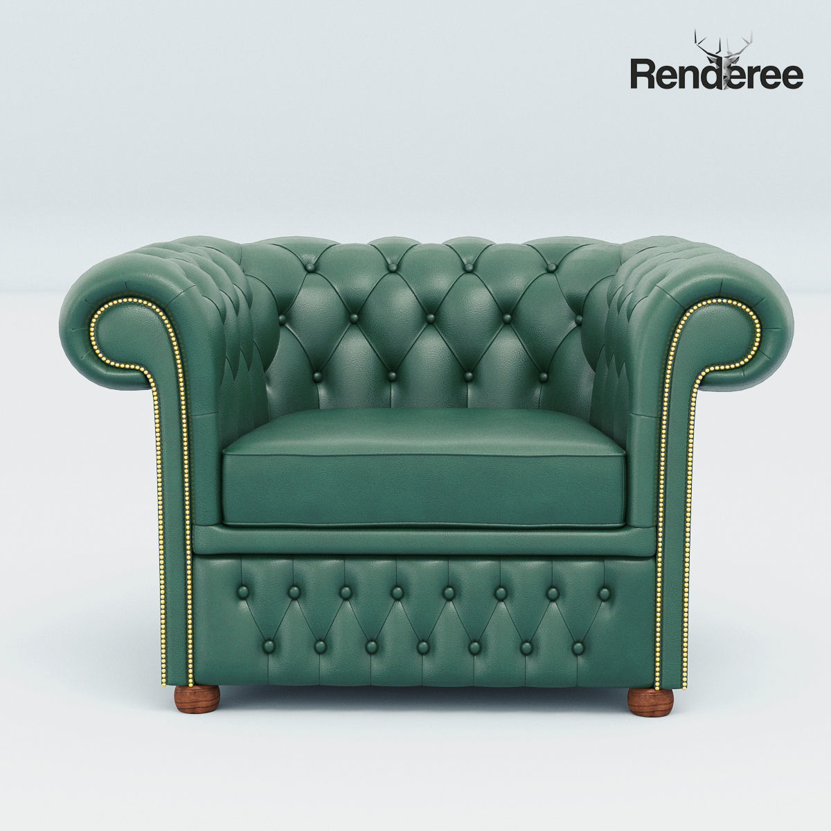 Chesterfiled Sofa Set Green 3D model_13