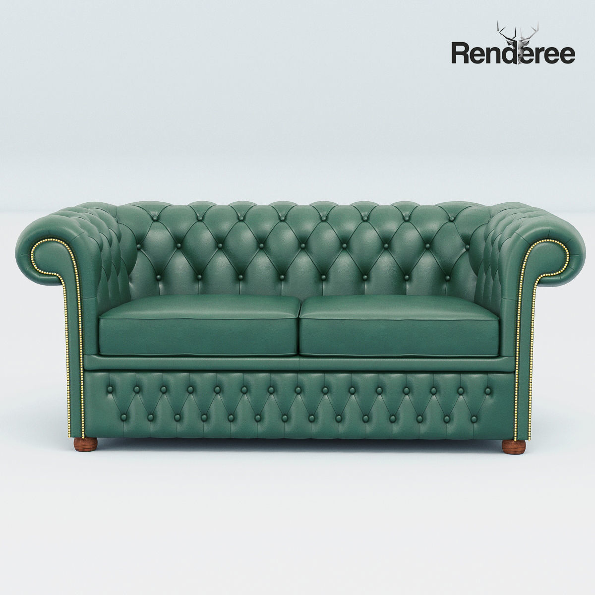 Chesterfiled Sofa Set Green 3D model_7