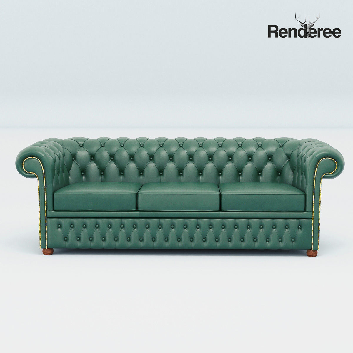 Chesterfiled Sofa Set Green 3D model_1