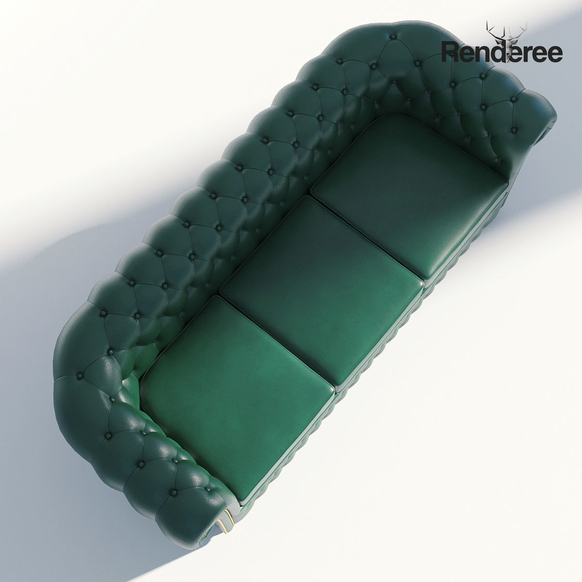 Chesterfiled Sofa Set Green 3D model_6