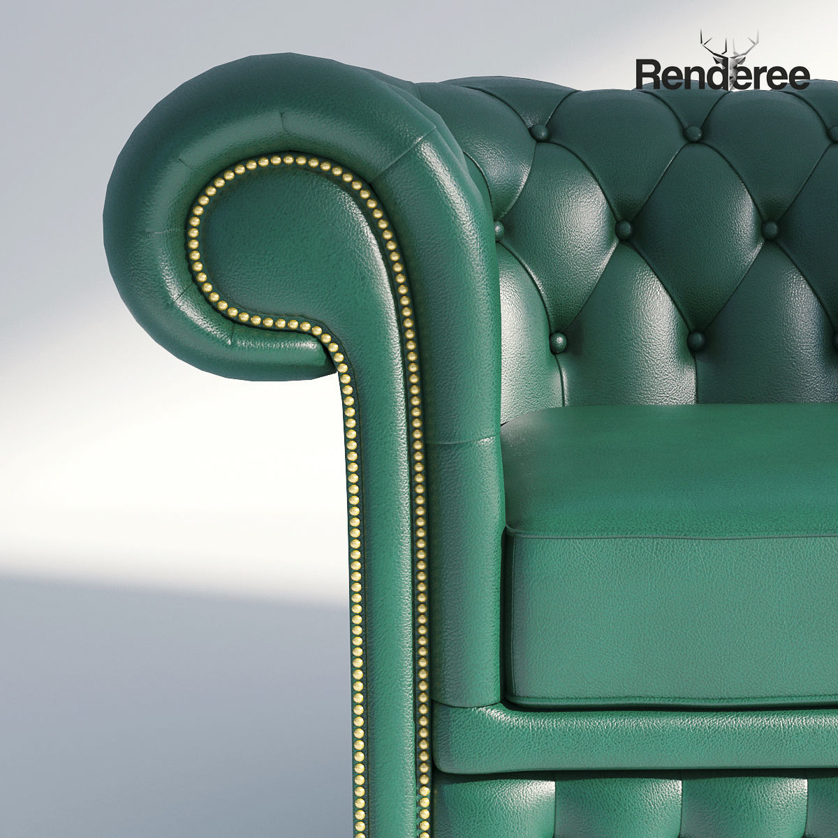 Chesterfiled Sofa Set Green 3D model_19