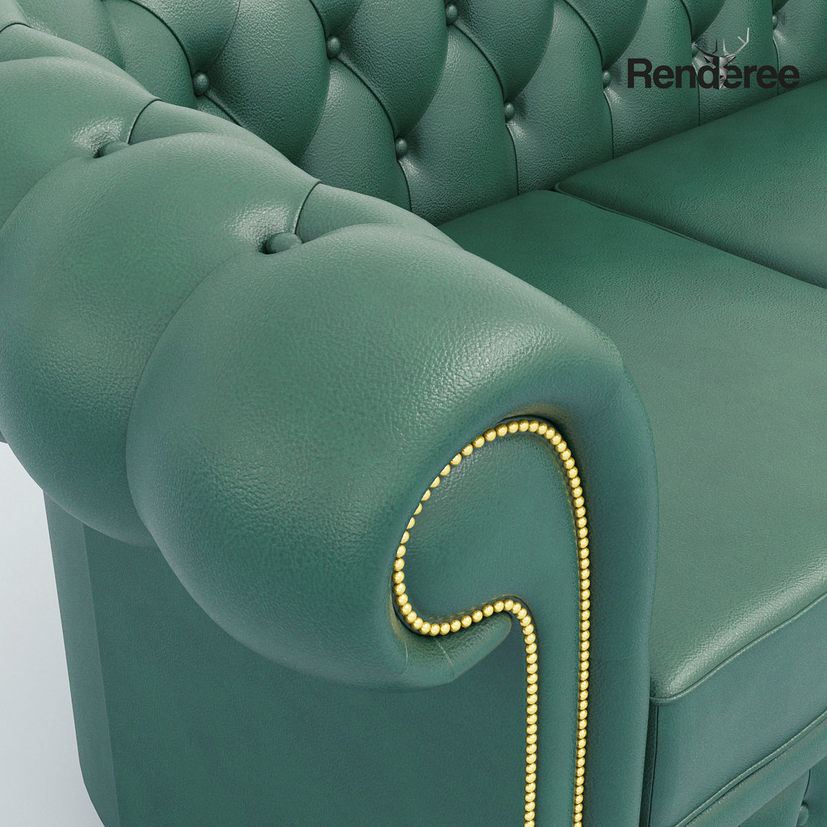 Chesterfiled Sofa Set Green 3D model_20