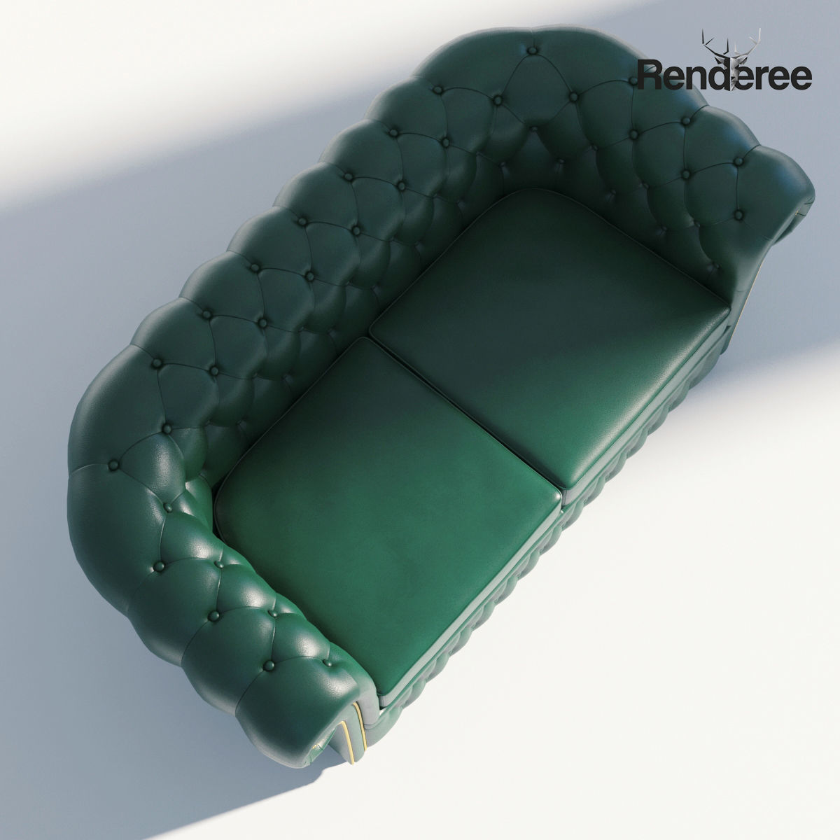 Chesterfiled Sofa Set Green 3D model_12
