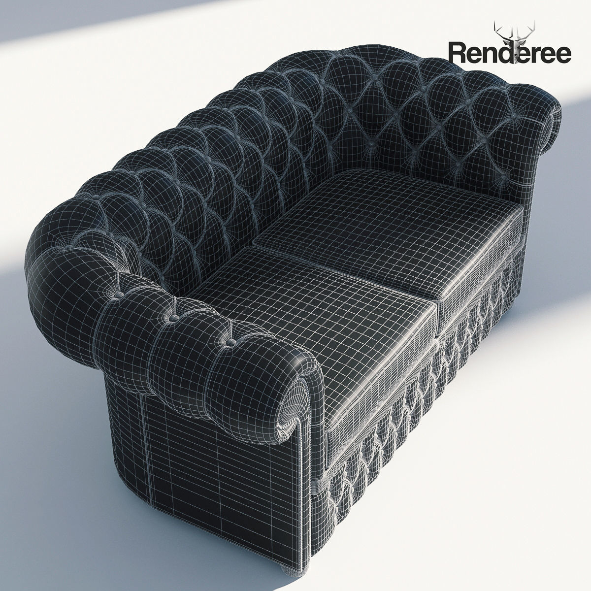 Chesterfiled Sofa Set Green 3D model_24