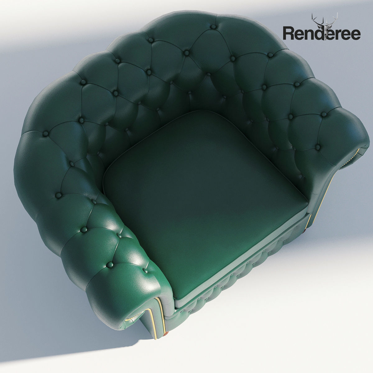 Chesterfiled Sofa Set Green 3D model_15
