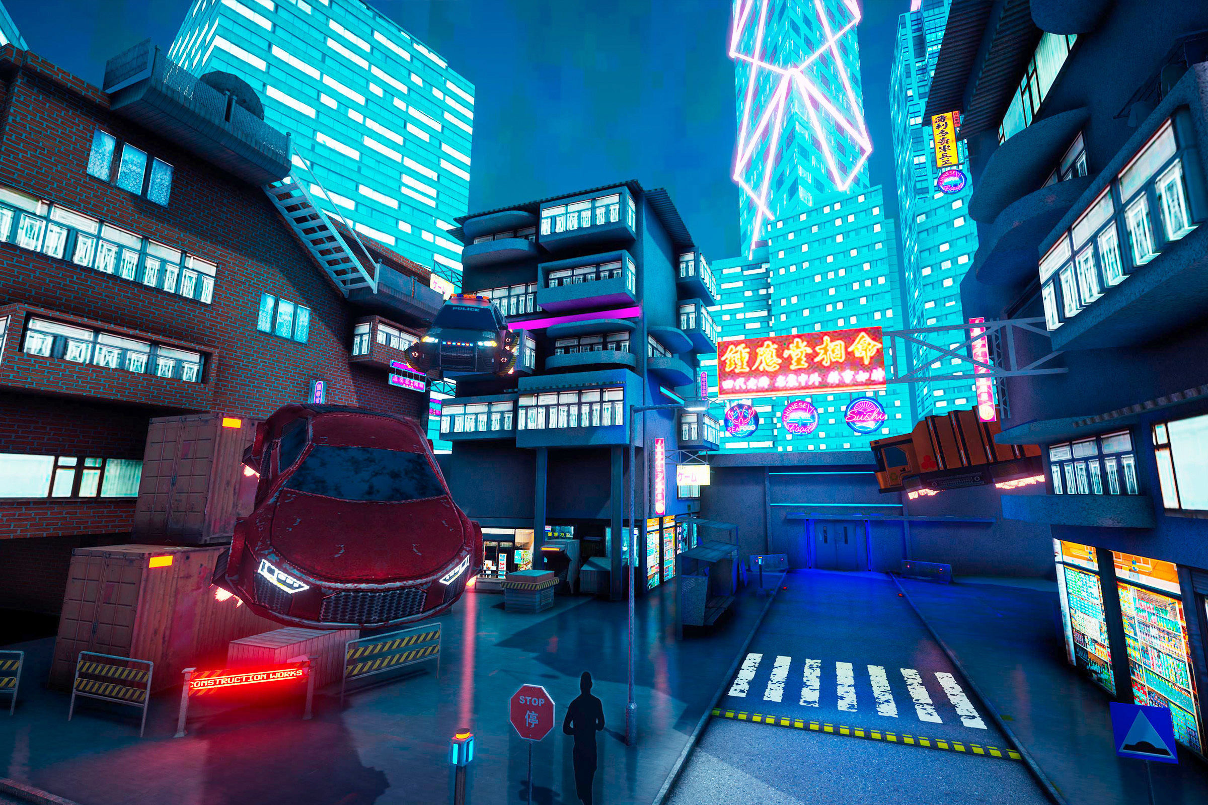 Neon City VR and Mobile 3D model_5