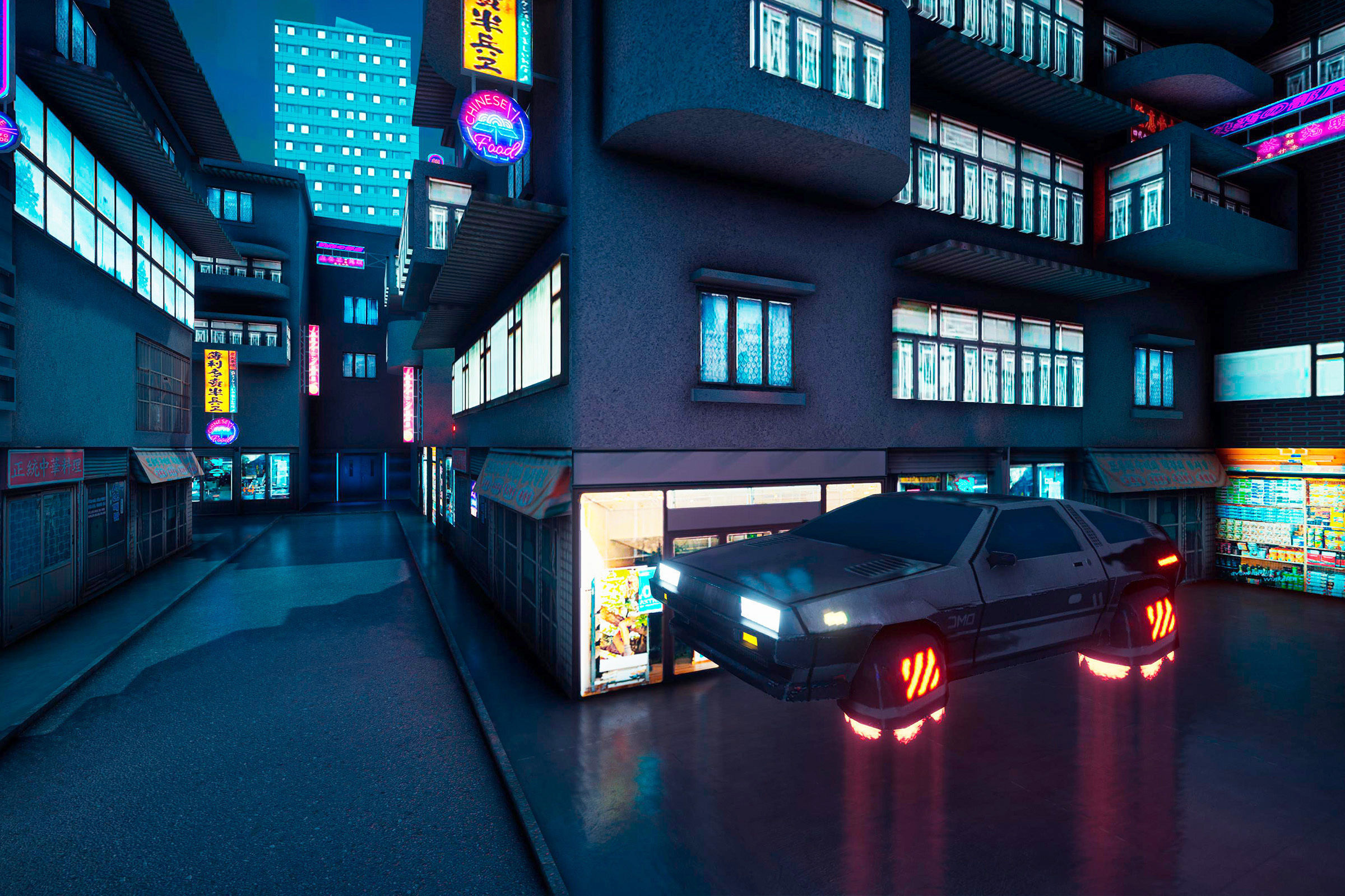 Neon City VR and Mobile 3D model_4