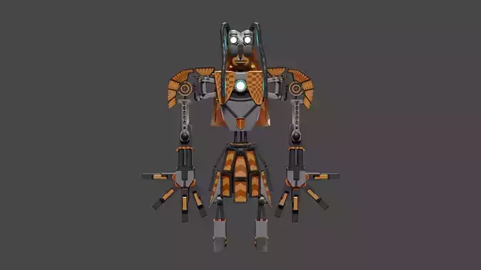 Female Robot Low-poly 3D model