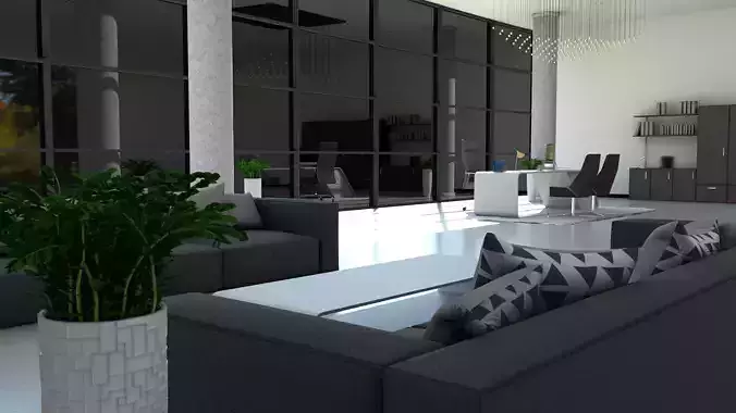 Entrance modern living room with windows