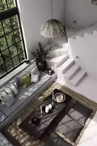 full interior scene with Garden for kit bashing and staging