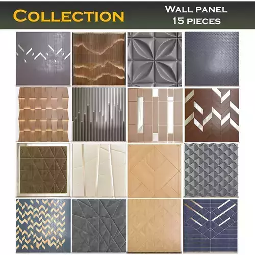 Wall panel Collection 15 Pieces 3d model 3D model