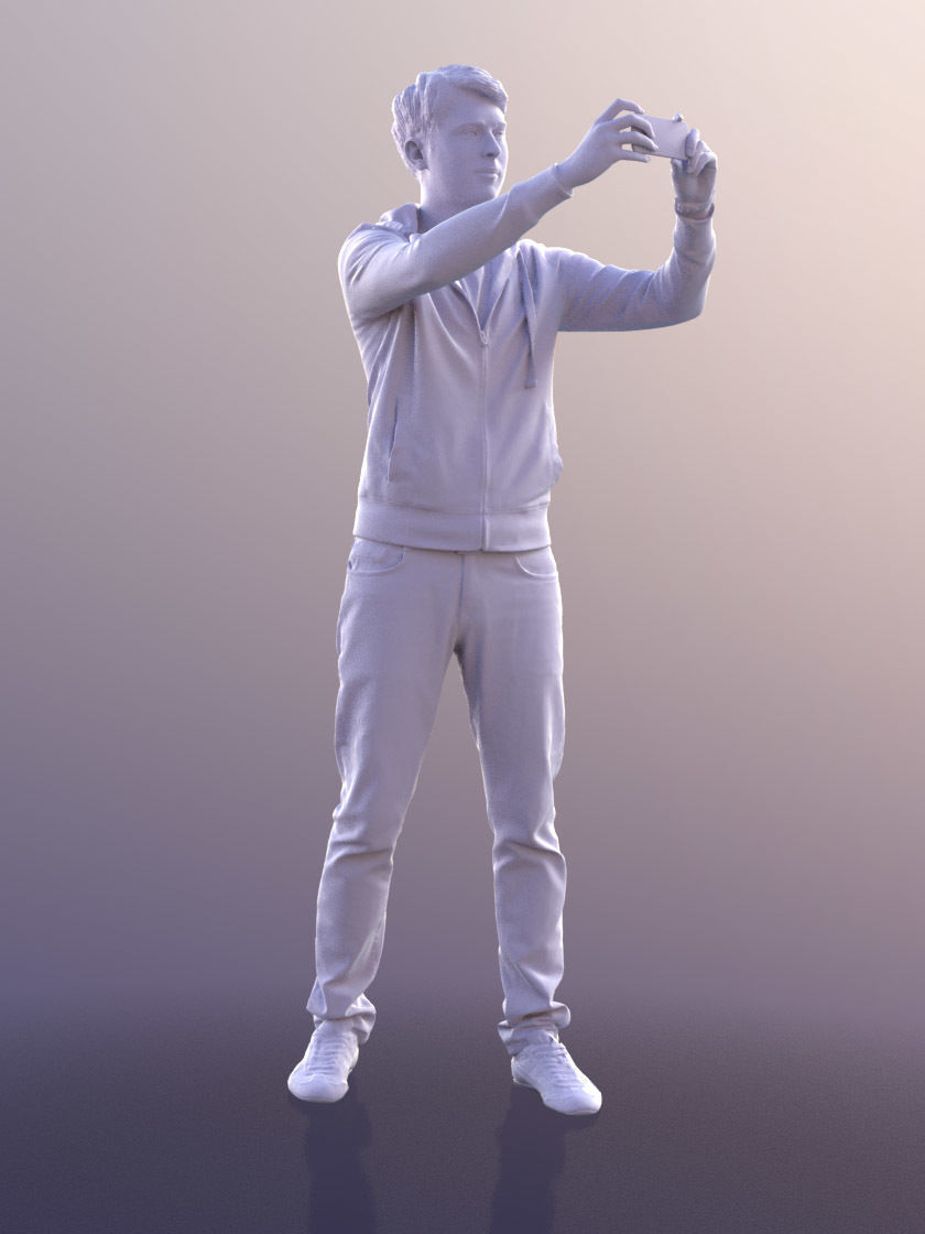 John 10031 - Casual Man Capturing Photos Low-poly 3D model_3