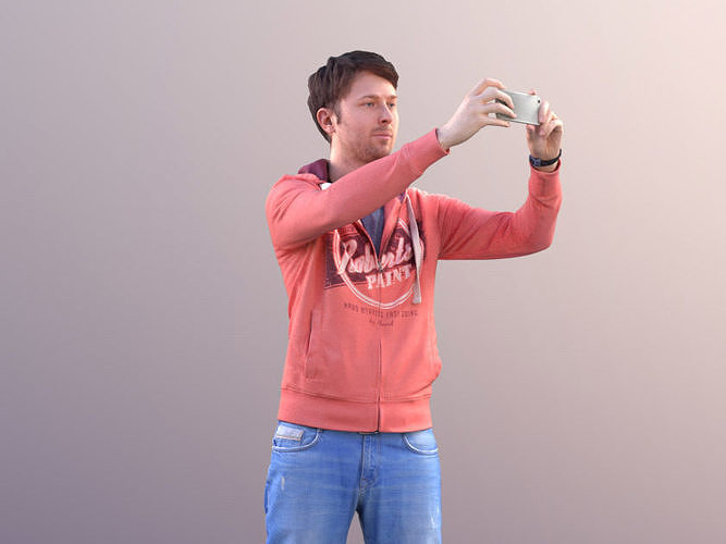 John 10031 - Casual Man Capturing Photos Low-poly 3D model