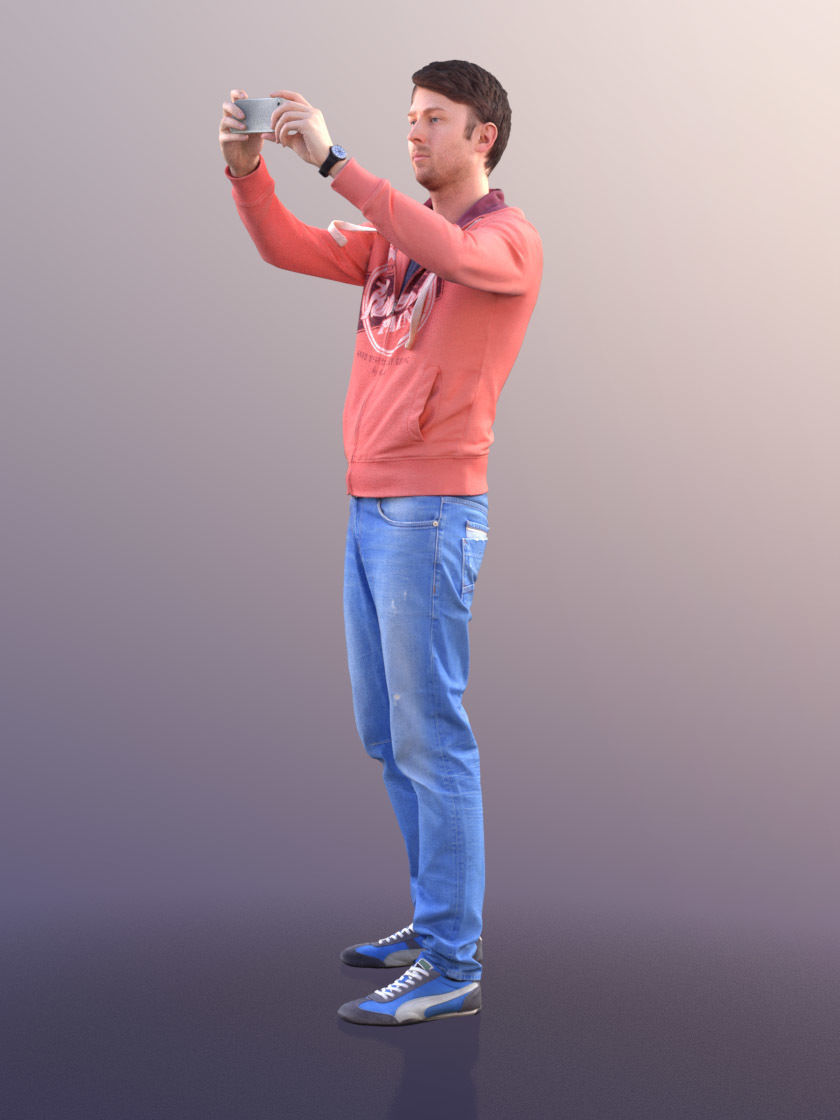 John 10031 - Casual Man Capturing Photos Low-poly 3D model_2