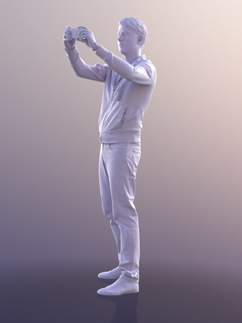 John 10031 - Casual Man Capturing Photos Low-poly 3D model_4