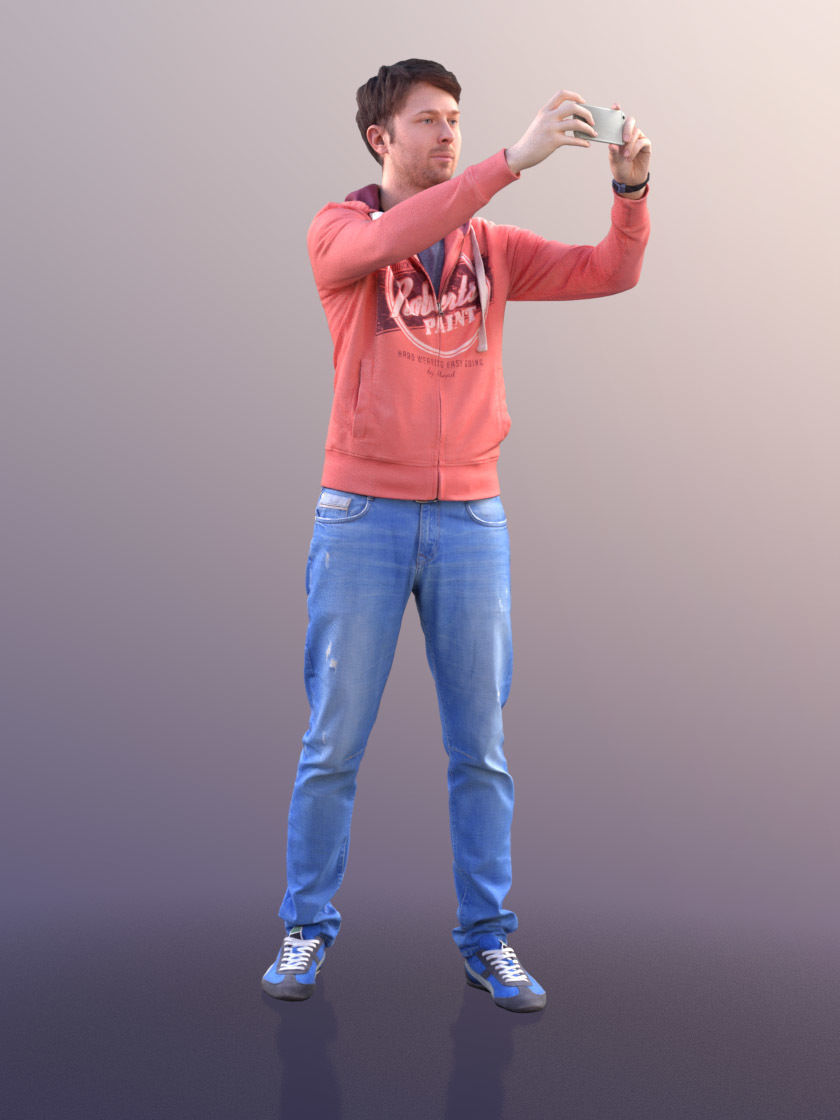 John 10031 - Casual Man Capturing Photos Low-poly 3D model_1