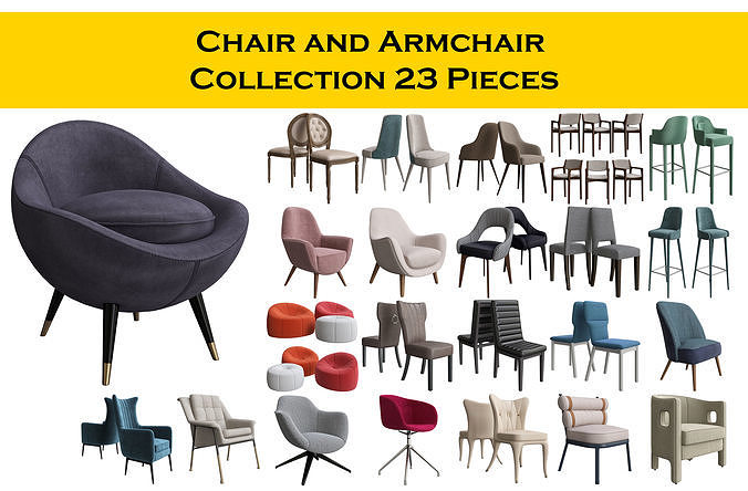 Chair and Armchair Collection 3d model 3D model