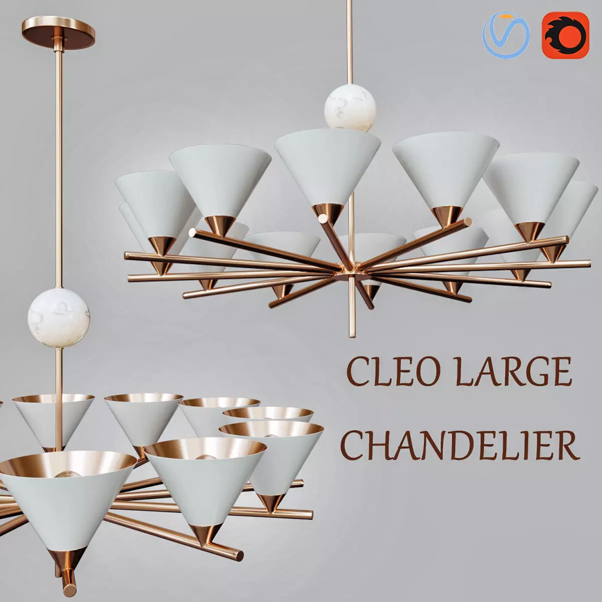 Cleo Large Chandelier designed by Kelly Wearstler 3D model_0
