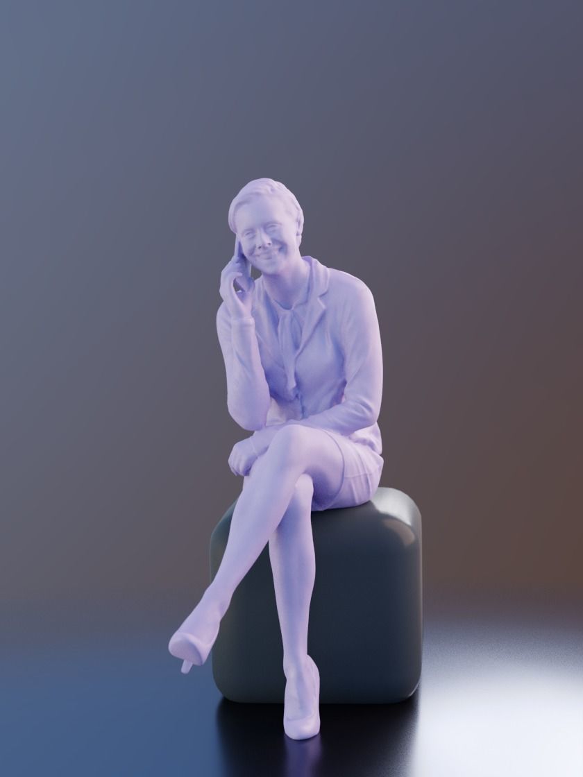 Ina 10036 - Sitting Business Woman Low-poly 3D model_3