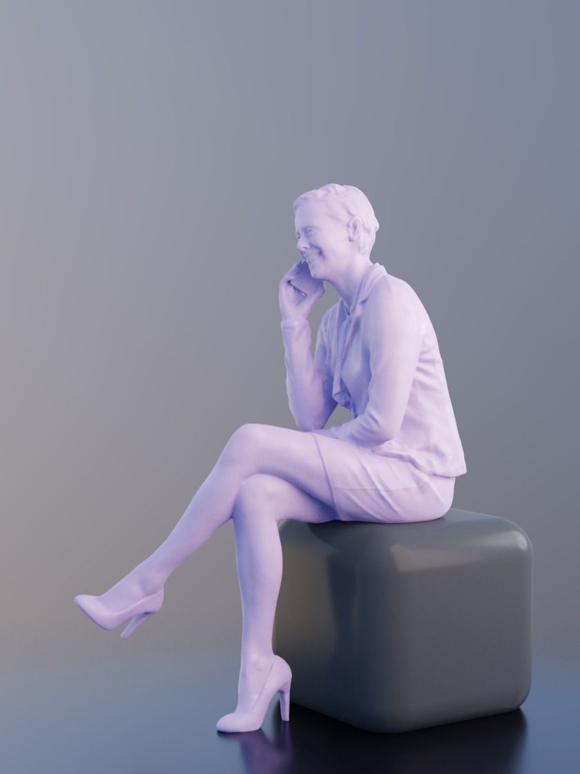 Ina 10036 - Sitting Business Woman Low-poly 3D model_4