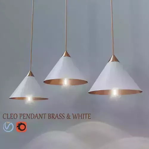 Cleo Pendant Brass  White